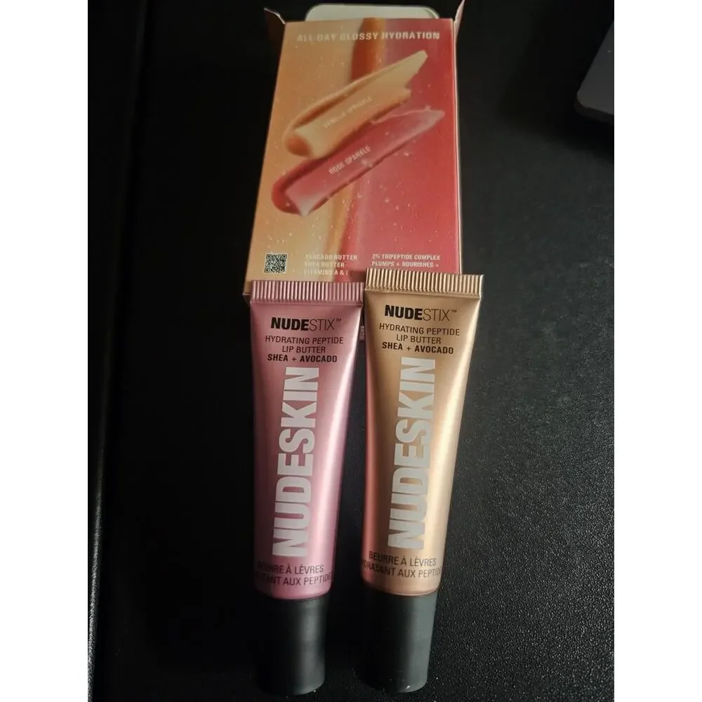 Nudestix Nudeglow 2-Piece Lip Set ~ Shimmer Shades (Vanilla/Rose) ~ Full Size